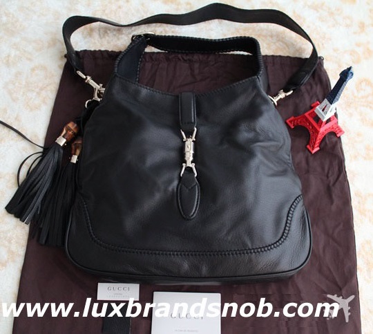 Authentic Gucci Jackie Shoulder Bag 246907 Black Leather